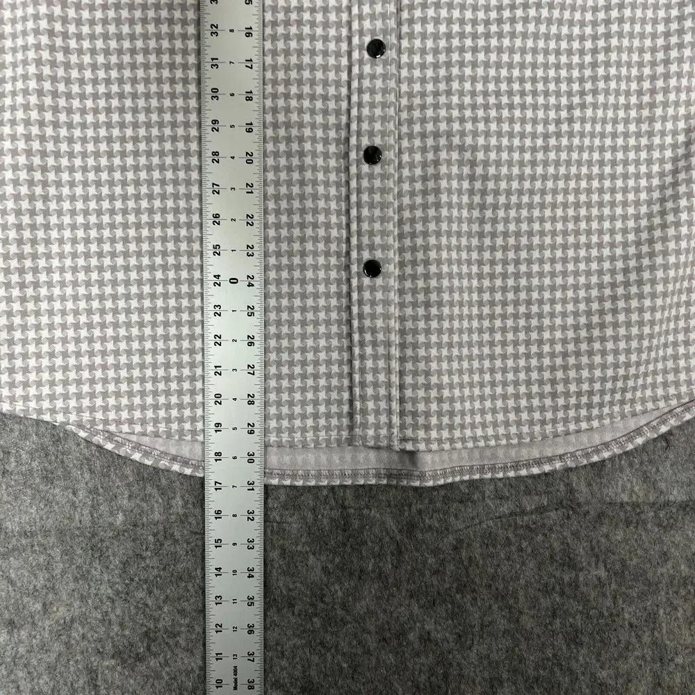 Shinestar Women's Shacket Size Large Grey White Houndstooth Snap‎ Button